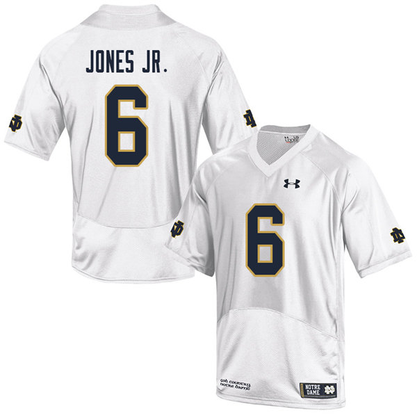 Men #6 Tony Jones Jr. Notre Dame Fighting Irish College Football Jerseys Sale-White - Click Image to Close